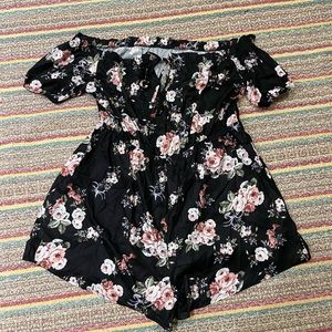 Plus tie front floral Romper